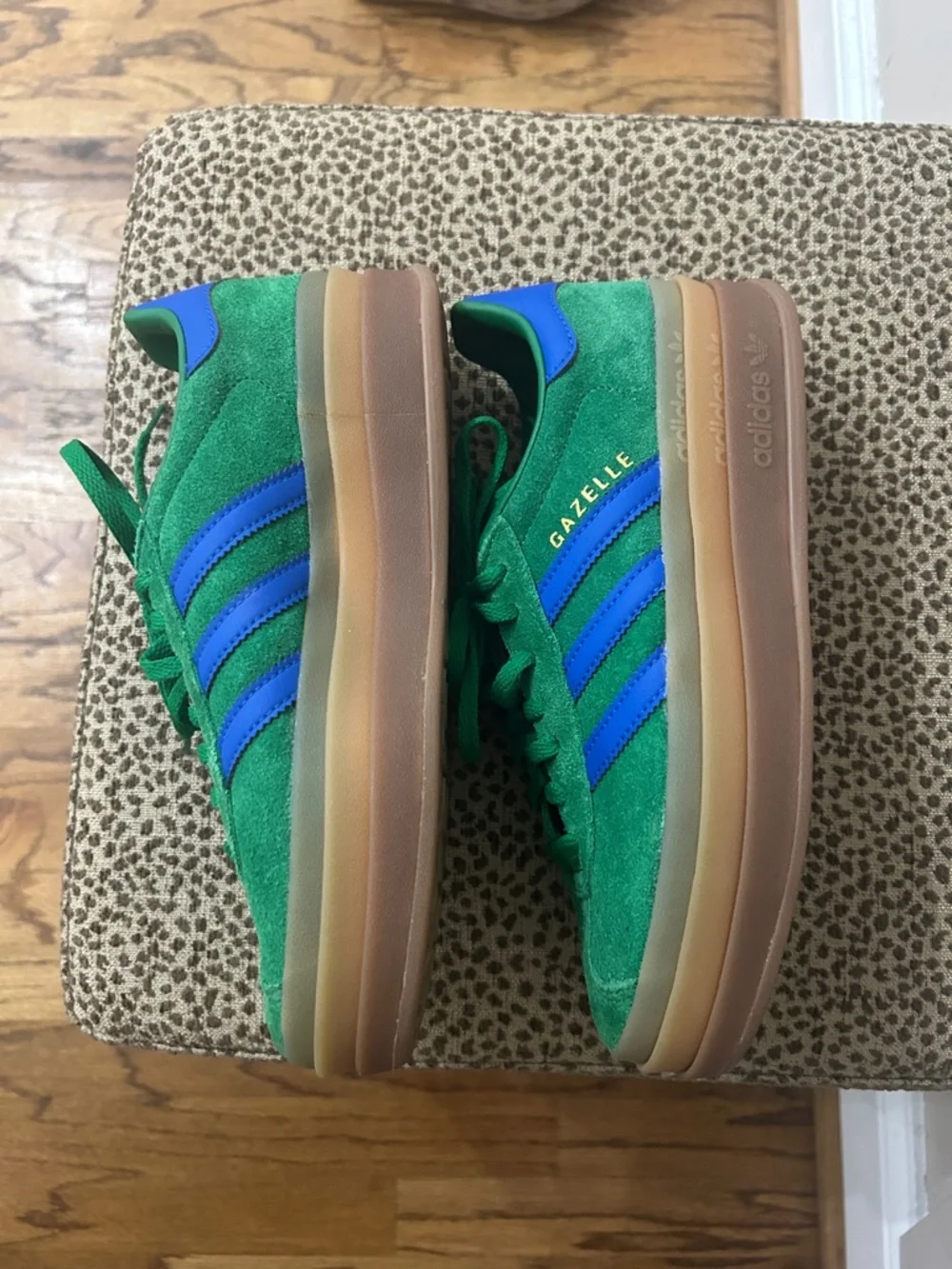 adidas Gazelle Bold Platform Sneakers - Green Blue Gum IE1370 Size 6.5